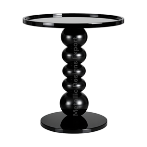 <span class=keywords><strong>Tavolo</strong></span> rotondo in metallo con lacca nera elegante tavolino lucido per case contemporanee - Product Image 2