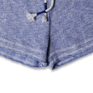 กางเกงขาสั้นสตรีสไตล์สตรีทแวร์ผ้าฝ้ายฟลีซ เอวกลาง ล้างสีแบบสโตนวอช มีเชือกผูก ปลายขอบด้ายเย็บ 60% ผ้าฝ้าย 40% ผ้าโพลีเอสเตอร์ 220 GSM สินค้าขายดี - Product Image 3