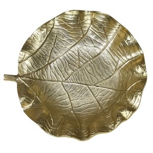 Plateau décoratif en aluminium à motif traditionnel Plateau décoratif en forme de feuille d'or Plateau décoratif en aluminium à motif de feuille d'or - Product Image 6