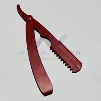 Porte-lame de rasoir pliant en acier inoxydable rouge avec verrou pivotant, design unique, pour rasoir droit de barbier, pour hommes, approvisionnement direct usine