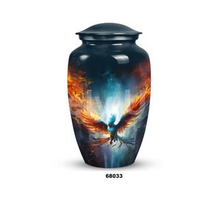 โกศอลูมิเนียมสีดำสำหรับผู้ใหญ่เถ้ากระดูกของมนุษย์ตกแต่งงานศพขนาดใหญ่พร้อมฝาปิดและฟรีถุงกำมะหยี่ - Product Image 2
