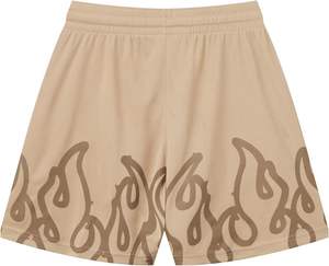 Pantalones cortos de baloncesto con estampado de llama beige personalizado con cintura elástica y cordón deportivo - Product Image 2