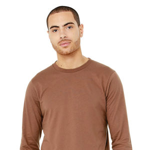 สบายสบาย: เสื้อยืดคอกลมแขนยาวผ้าฝ้ายหวีแอร์ลูม 100% - ไข่เกาลัด สไตล์เทมเทม - Product Image 4