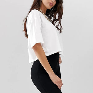 เสื้อครอปท็อปผ้าฝ้าย 100% สกรีนลายตามสั่ง ราคาถูก ระบายอากาศ แห้งเร็ว ขายดี เสื้อยืดผู้หญิง - Product Image 5