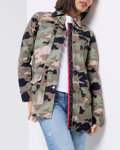 Chaqueta de Camuflaje para Mujer, Chaqueta Ligera de Camuflaje, Parka con Ribete de Cremallera Rosa Neón, Abrigo Informal de Moda para Primavera - Product Image 4