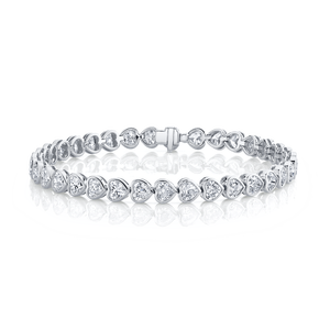 Pulsera de Tenis con Diamantes (Naturales) en Forma de Corazón y Bisel de Platino - Product Image 1