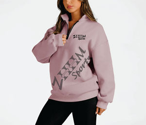 Sudadera con capucha de manga larga para mujer de alta calidad, tela de punto antiarrugas, sudadera con media cremallera de invierno, estampado frontal informal de otoño - Product Image 2