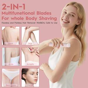 Recortadora de Vello Corporal y Facial Inalámbrica de Doble Cabezal para Mujer, Resistente al Agua IPX7, Uso en Seco/Húmedo, Afeitadora Rápida y Fácil para Bikini y Zona Íntima - Product Image 2