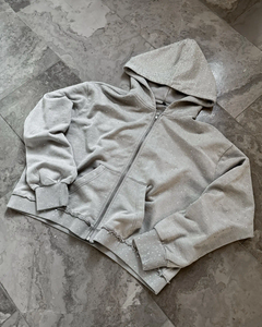 Sudadera con capucha bordada con diamantes de imitación, lavado ácido personalizado para hombre, logotipo con estampado de pantalla, etiqueta personalizada de lana pesada - Product Image 3