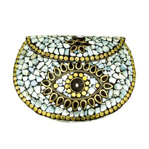 Bolso de Mano Clásico Impermeable de Lujo de India World Craft Impex, Bolso Étnico de Metal de Alta Calidad para Mujer, Cartera de Resina con Mosaico - Product Image 4