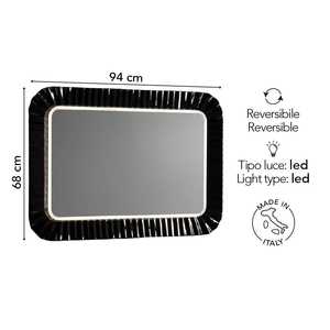 Reversible Installation 94x68 LED Mirror with Black Fused Glass <b>Frame</b> - Product Image 2