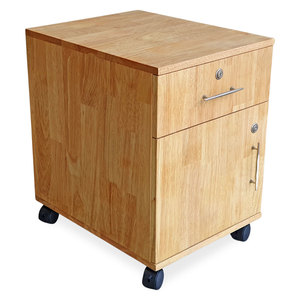 Minimalist Design Mobile Rubber Wood Personal Filing <b>Cabinet</b> 40x50x50cm <b>Lockable</b> and Movable for Office File <b>Storage</b> TCN68003 - Product Image 1