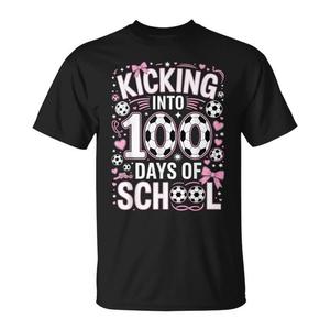 Camiseta Rosa con Lazo Coqueta para Maestras, Camiseta Promocional para Niñas de Fútbol, 100 Días de Escuela - Product Image 1