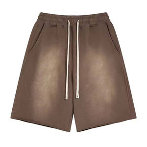 Pantalones casuales de lona de algodón para hombre, de cintura media, con estampado liso, efecto desgastado por el sol, transpirables, con cordón y borlas de color personalizado. - Product Image 5