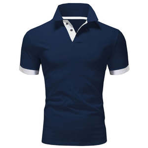 2023 venta al por mayor de algodón con logotipo personalizado para hombres para Polos de talla grande Camisetas De Golf bordadas de manga corta en contraste de Color sólido - Product Image 4