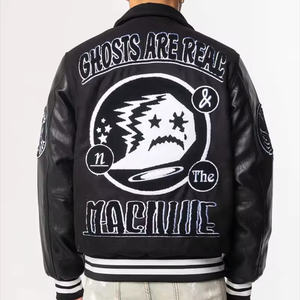 Veste universitaire de baseball universitaire pour hommes personnalisée hiver Letterman 100% laine chenille brodée manches en cuir véritable - Product Image 2
