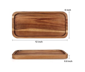 Bandeja hecha a mano de madera de acacia con diseño moderno, tamaño y forma personalizables, acabado de alta calidad para restaurante y uso doméstico - Product Image 3