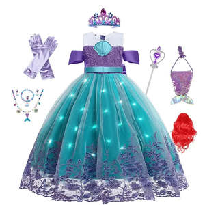 Robe de petite sirène pour filles avec lumières LED, en mousseline de soie et polyester, design Petite Sirne - Product Image 5