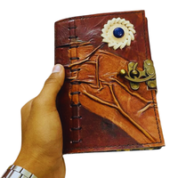 Diario de Cuero Repujado con Lapislázuli Antiguo, Hecho a Mano, con Papel de Algodón Reciclado sin Líneas, para Regalo, Dibujo, Escritura