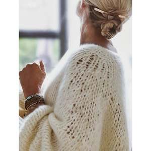 Cardigan en laine à manches longues et col en V pour femme, avec imprimé boutonné - Product Image 1
