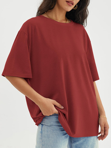 Haute qualité Spandex/coton T-Shirt femme classique grande taille manches courtes respirant col rond longueur régulière couleur personnalisée - Product Image 2