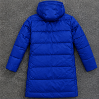 Veste à capuche longue bleue avec fermeture éclair, coupe-vent, manteau d'hiver unisexe, style décontracté, couleur unie, fibre de polyester épaisse