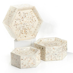 High Quality Hexagon Shaped Chocolate Display Stands Mother of Pearl Cake and <b>Dessert</b> Serving Stands Available - Product Image 6