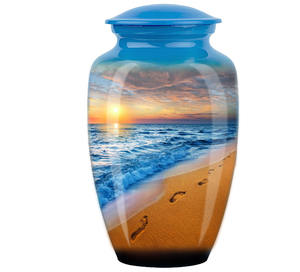 Urna Funeraria de Estilo Europeo y Americano con Diseño de Paisaje Playero, Urna Conmemorativa para Cenizas Humanas, para Mascotas, Bebés, Aplicación de Cremación - Product Image 2