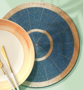Salvamanteles con Cuentas Azules y Doradas |   Mantel Redondo Hecho a Mano para Mesa de Comedor, para Bodas, Fiestas de Navidad |   Juegos de Decoración de Mesa para Banquetes y Hogar - Product Image 2