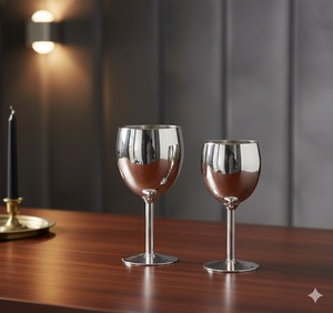 ชุดแก้วไวน์สแตนเลสสตีลขัดเงาอย่างหรูหรา สำหรับงานเลี้ยง - Product Image 1