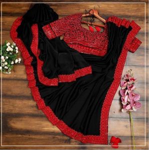 Sari de Seda Negro Exclusivo de Diseñador para Bodas y Fiestas con Bordado de Lentejuelas para Mujer, Proveedor de Surat - Product Image 6