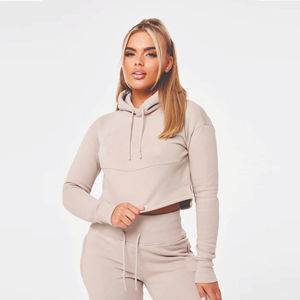 Sweat à capuche court conçu sur mesure pour femmes de meilleure qualité Pull à fermeture éclair à glissière Sportswear Logo imprimé d'hiver sur le devant et le dos - Product Image 1