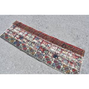 Tapis traditionnel rouge Vintage turc 1.9X5.7 pieds Style Kilim grande surface laine Latex support Patchwork pour couloir 10mm - Product Image 4