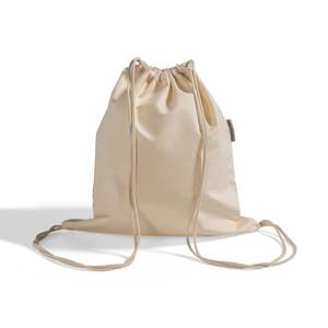 Large Organic Cotton Canvas Drawstring <b>Backpack</b> Zipper Closure Customizable Logo <b>Foldable</b> Mesh for Advertising Storage Gift Use - Product Image 4