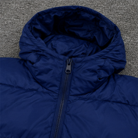 Blouson matelassé long à capuche pour homme, hiver, épais, en polyester, coupe-vent, décontracté, couleur unie, fermeture éclair, personnalisable