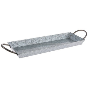 Plateau de rangement rond en argent avec poignées, design Art Déco, écologique, pour salon et table de cuisine - Product Image 1
