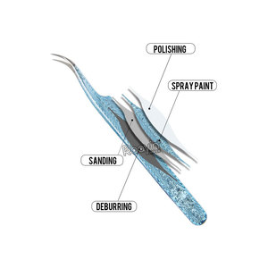 แหนบต่อขนตาสแตนเลสสีทองแหนบปลายสายไฟเบอร์ - Product Image 6