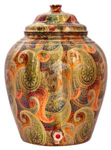 IndianArtVilla Olla dispensadora de agua con diseño de flores y hojas de cobre puro hecha a mano con beneficios ayuvédicos: Almacenamiento y bebida - Product Image 4
