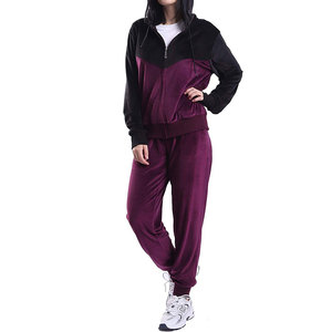 Chándal de terciopelo para mujer, conjunto de chándal en blanco con logotipo personalizado, chándal para correr de terciopelo con diamantes de imitación para mujer - Product Image 2