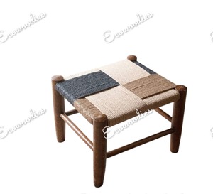 Tabouret ottoman en osier Tabouret ottoman bas Peeda Tabouret en bois de jute Chowki Mudha Peedha pour console d'incrustation d'os de balcon de jardin - Product Image 4