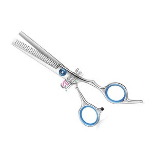 Ciseaux de barbier en argent de haute qualité, acier inoxydable 4Cr13, manche en céramique, ciseaux à effiler pour droitiers, logo personnalisé, beauté - Product Image 1