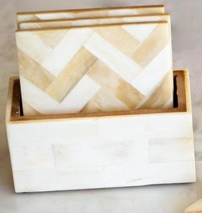 Sous-verres indiens faits main en bambou avec incrustations de os, design classique carré, résistants à la chaleur, écologiques, pour la décoration de table, cadeau de mariage - Product Image 4