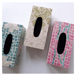 Boîte à mouchoirs en bois nacre, boîte à mouchoirs en bois artisanale avec incrustation de perles pour la décoration de l'espace de vie, origine Vietnam - Product Image 3