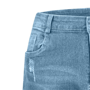 กางเกงขาสั้นผ้ายีนส์ของผู้หญิงกางเกงขาสั้นสไตล์ลำลองทำจากผ้าฝ้าย100% สีฟ้าเป็นมิตรต่อสิ่งแวดล้อมสำหรับ2025 - Product Image 3