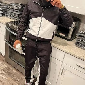Conjunto de chándal cortavientos personalizado para hombre, ropa de calle, chaqueta y pantalones con cremallera de nailon de 2 piezas, estampado por sublimación disponible - Product Image 1