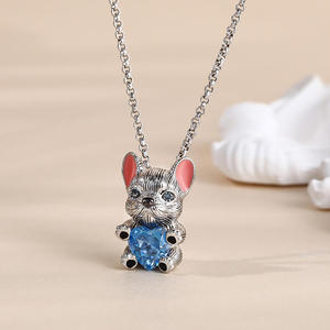 Conjunto de Joyería de Plata de Ley con Corte de Corazón de Bulldog Francés Inteligente Jeulia Hug Me - Product Image 5