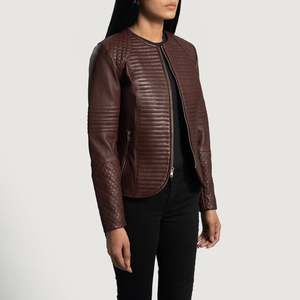 Cuero de vaca reversible personalizado # # # # Chaqueta Acolchada de Piel de Oveja Color Granate # # # # Ropa de Otoño - Product Image 2
