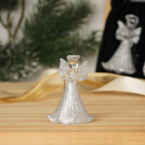 Belle figurine en verre soufflé angélique avec halo doré - Décoration de maison festive faite à la main personnalisable - Product Image 6