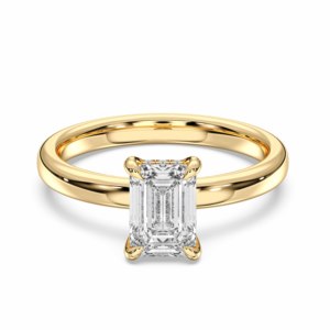 1.06 carats E-F/VVS-VS moissanite émeraude et diamant rond solitaire bague de fiançailles sertie de broches en argent pour femme - Product Image 5