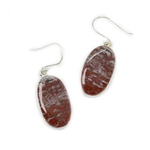 Pendiente de piedras preciosas de jaspe rojo de cabina ovalada Ajuste de bisel de Plata de Ley 925 Regalo de boda o fiesta de moda - Product Image 1